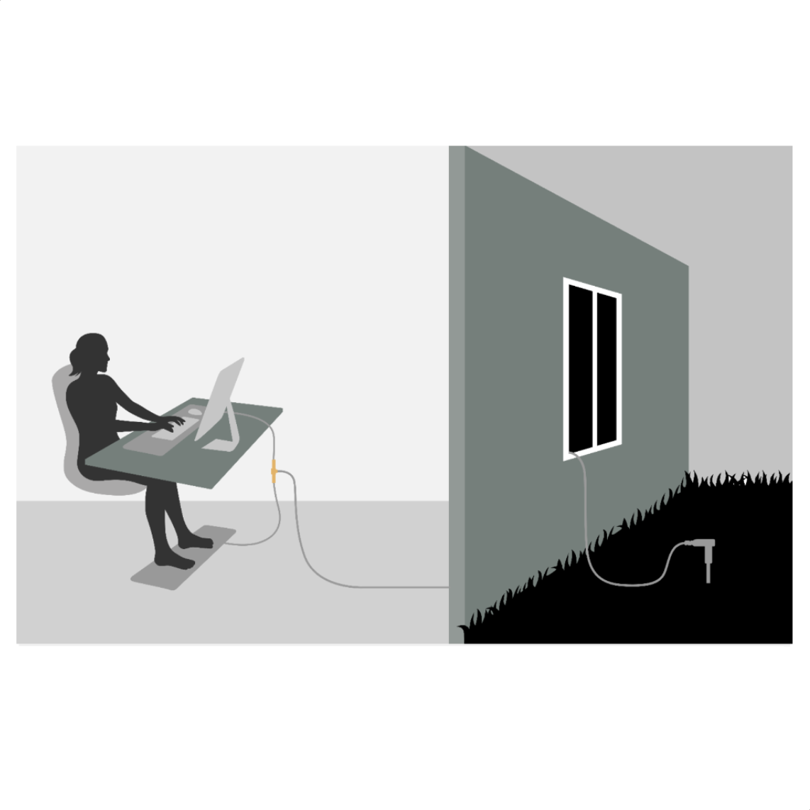 Ilustração de uma ligação à terra partilhada por dois pontos da casa